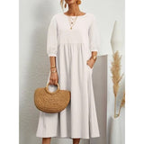 Robe unie en coton et lin