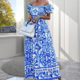 Robe bohémienne à encolure dégagée