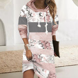 Robe à Imprimé Floral et Manches Longues avec Capuche