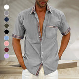 Chemise d'été décontractée à col à carreaux pour homme