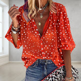 chemise à revers à pois