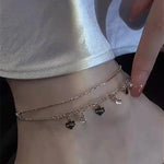 Bracelet de cheville incrusté de cristaux avec franges de diamants