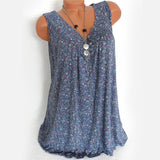 Débardeur d'été sans manches avec col en V et imprimé floral