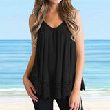 T-shirt débardeur en dentelle unie
