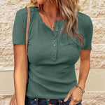 T-shirt Boutonné En Maille Côtelée