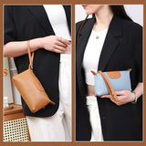 Pochette en cuir légère avec grand espace et fermeture éclair au poignet