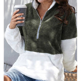 Veste en Peluche Zip Contrastée