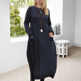 Robe Longue en Maille à Encolure ras du Cou