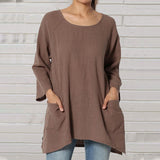 Hauts décontractés en lin pour femmes