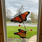 Décor de fenêtre en verre papillon monarque teinté