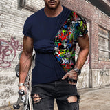T-shirt homme avec imprimé 3D et col rond