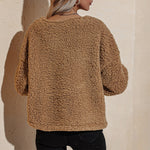 Veste en peluche pour femme avec col en V