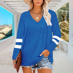 T-shirt Col V Manches Longues Femme Coupe Ample