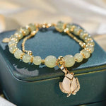 Wotian Jade Bracelet Porte-bonheur en Feuille d'Or