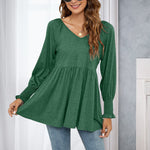 T-shirt bouffant à manches longues et encolure en V