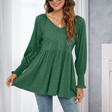 T-shirt bouffant à manches longues et encolure en V
