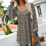 Chemise Á Manches Longues Bouffantes Imprimée