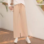 Pantalon Large en Soie de Glace Femme Taille Haute