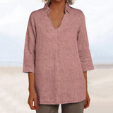 Chemise d'automne à col en V pour dames