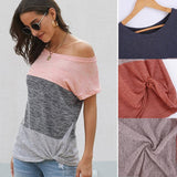 T-shirt à Manches Courtes d'épaule Diagonal - ciaovie