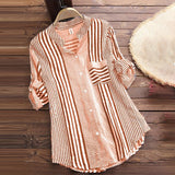 Chemisier à rayures et col montant à manches 3/4