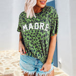 T-shirt tendance col rond imprimé léopard