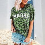 T-shirt tendance col rond imprimé léopard