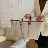 Sac fourre-tout en toile à bandoulière pour femmes, sac seau à sangle en chaîne