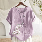 Chemise En Lin Et Coton Á Fleurs