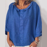 Blouse printanière ample de couleur unie pour femme