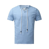 Chemises en jean extensibles à lacets et pampilles pour hommes