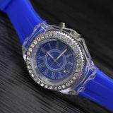 Montre à quartz lumineuse sertie de diamants