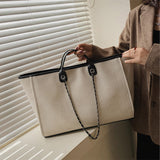 Sac fourre-tout en toile à bandoulière pour femmes, sac seau à sangle en chaîne