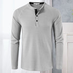 T-shirts décontractés à manches longues Henley pour hommes