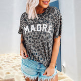 T-shirt tendance col rond imprimé léopard