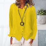 Chemise à revers en coton et lin de couleur unie