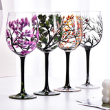 Verres à vin Arbre des Quatre Saisons - Art Peint à la Main
