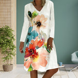 Robe imprimée à manches longues et col rond