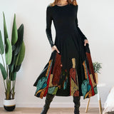 Robe Imprimée à Manches Longues