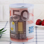 Banque Cylindrique Créative Euro Dollar en Métal