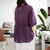 Chemisier estival à manches mi-longues et encolure ronde