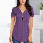 T-shirt d'été uni zippé pour femme
