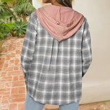 Veste Chemise Décontractée Boutonnée à Capuche