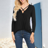T-shirt femme en maille col V