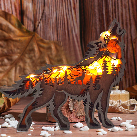 Ornement d'animal de forêt en bois creux 3D