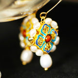 Boucles d'oreilles perle double émail