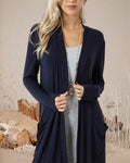 Veste Cardigan Mi-Longue Simple à Manches Longues