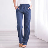 Pantalon de plage décontracté à cordon de couleur unie