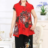 costume deux pièces en coton et lin pour personnes âgées