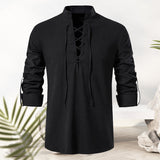 T-shirt homme en coton et lin avec cordon de serrage